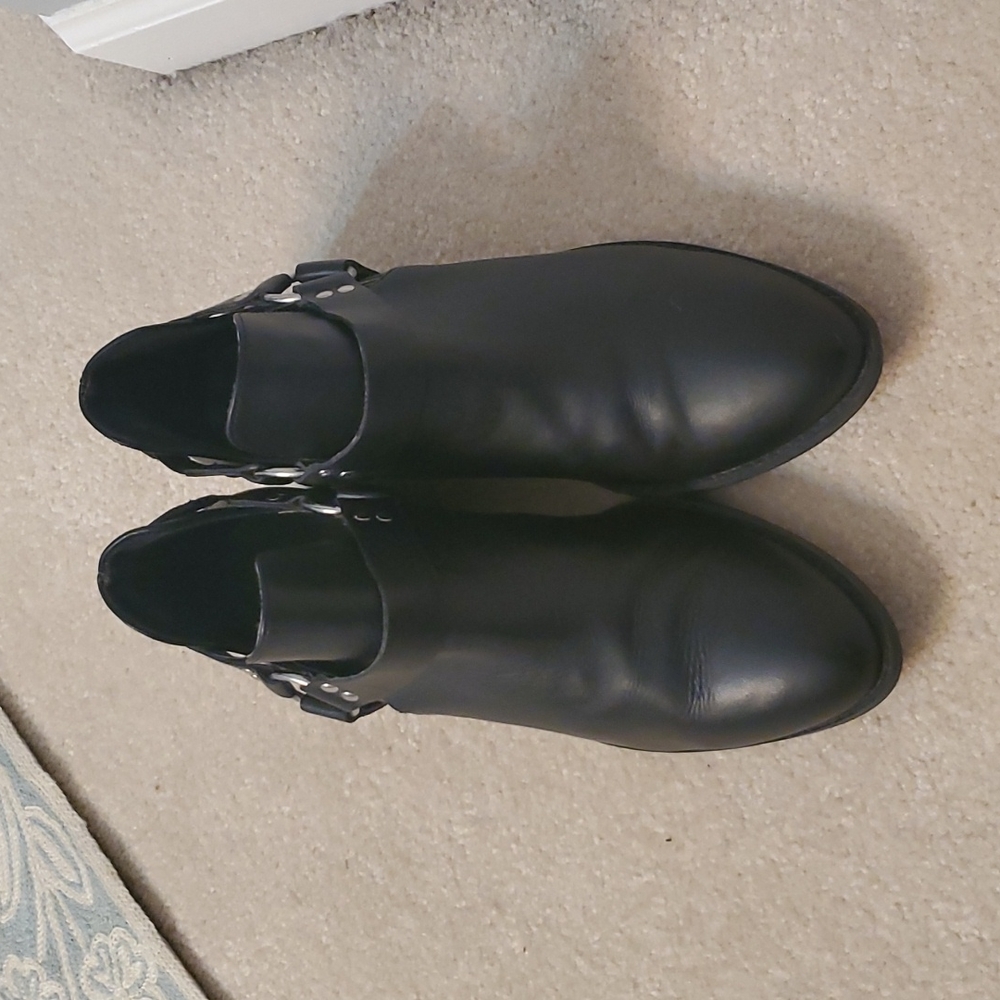 BP. Nordstrom leather black moto booties with silver buckle size 7.5 - Picture 2 of 7